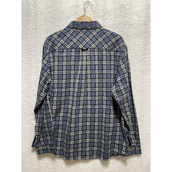 Carbon 2 Cobalt Men's Plaid Blue Cotton Long Sleeve Button Up Shirt Size XL - Picture 9 of 9